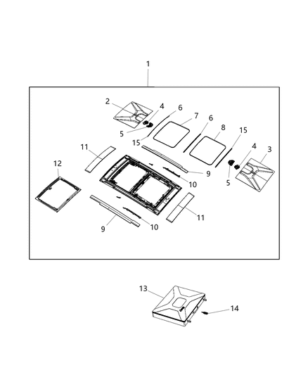 2017 Jeep Renegade Seal FRON-SUNROOF Glass Diagram for 68353864AA