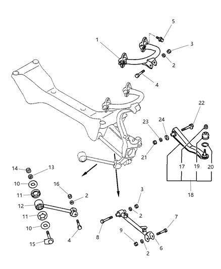 2003 Chrysler Sebring Coupe Rear Suspension Arm And Related Parts Diagram