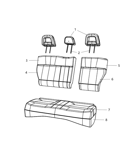 2009 Dodge Caliber Rear Seat - 60/40 Diagram 1