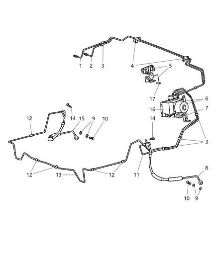 2005 Jeep Liberty Brake Lines, Front Diagram 2