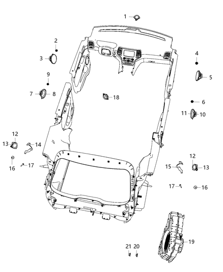 2019 Jeep Grand Cherokee Speaker Diagram for 68297598AA