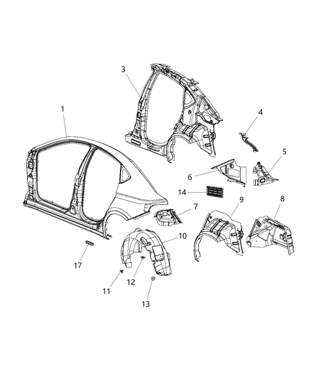 2015 Dodge Dart Panel-Body Side Aperture Outer Diagram for 68232646AA