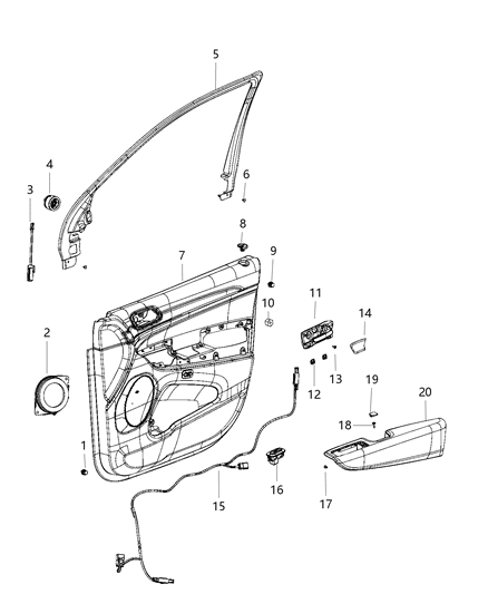 2021 Dodge Durango Armrest-Front Door Trim Diagram for 7EZ44DX9AA