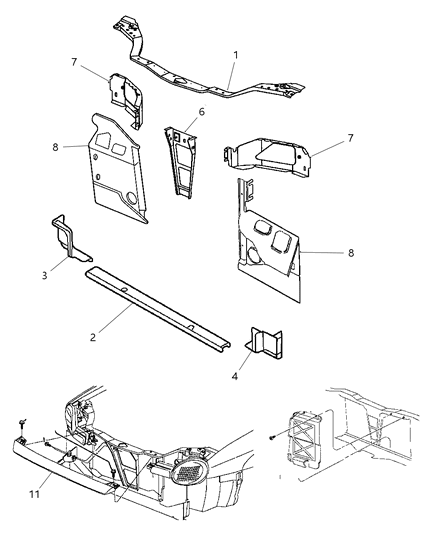 2000 Dodge Neon Grille-Radiator Diagram for 5288922AC