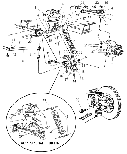 2000 Dodge Viper Nut-Front Suspension Control Ar Diagram for 2269232