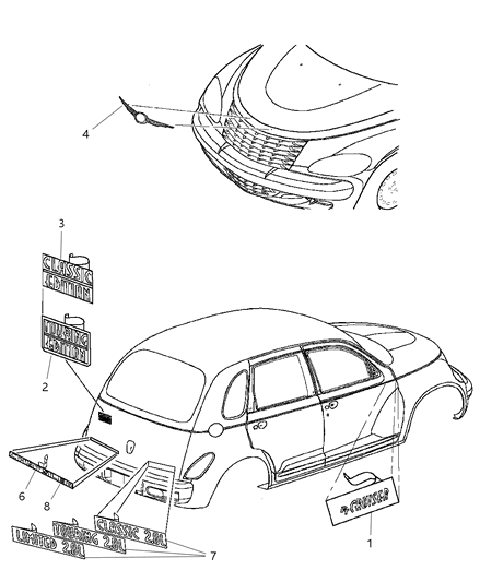 2002 Chrysler PT Cruiser NAMEPLATE-LIFTGATE Diagram for 5303512AA