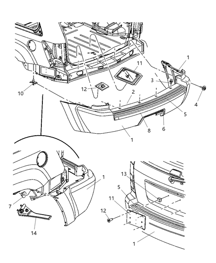 2005 Jeep Grand Cherokee Rear Bumper Cover Diagram for 5159094AA