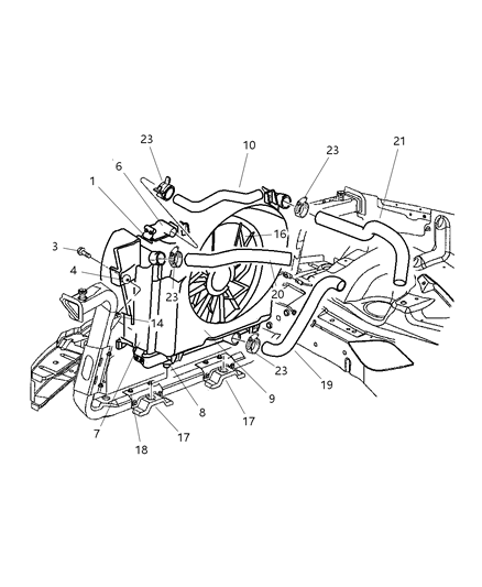 2000 Jeep Grand Cherokee Radiator & Related Parts Diagram 3