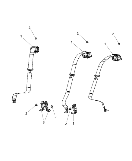 2014 Dodge Dart 2Nd Row Seat Belt And Retractor Center Diagram for 1SV68LA8AC