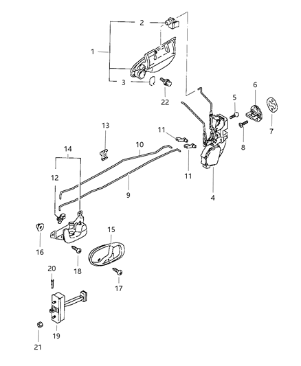 1998 Chrysler Sebring Coupe Door, Front - Handles & Controls Diagram 2