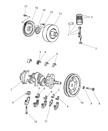 1997 Dodge Intrepid Crankshaft , Piston & Torque Converter Diagram 1