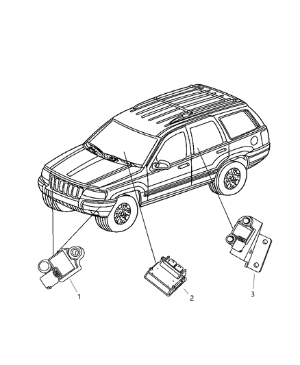 2004 Jeep Grand Cherokee Air Bag Modules & Sensors Diagram