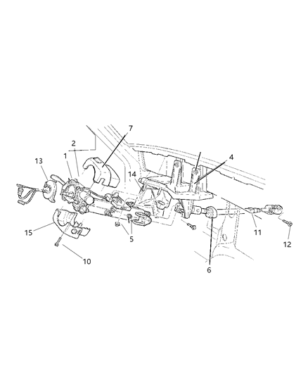 2000 Jeep Cherokee Column, Steering Upper And Lower Diagram