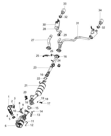 2020 Ram 1500 Exhaust Extension Converter Diagram for 68374959AB