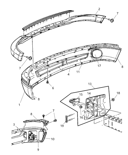 2009 Dodge Ram 3500 Pickup Fascia, Front Diagram 2