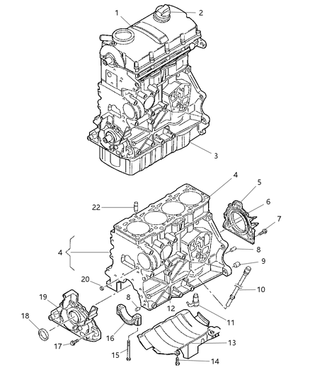 2007 Dodge Caliber Cylinder Block And Components Diagram 2