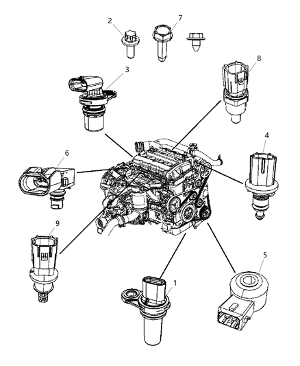 2008 Jeep Compass Sensors - Engine Diagram