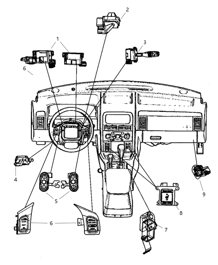 2001 Jeep Grand Cherokee Switches Instrument Panel - Console Diagram