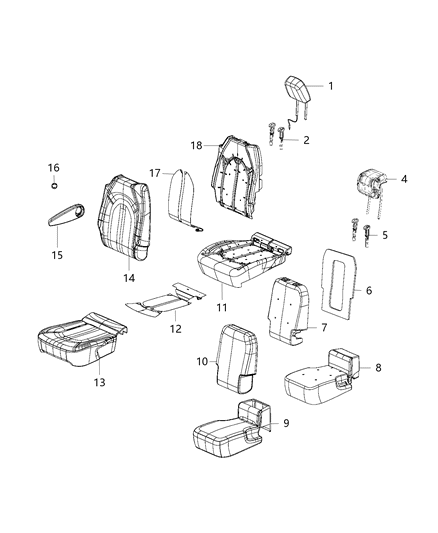 2017 Chrysler Pacifica Rear Center Seat Cushion Cover Diagram for 6EC63DX9AA