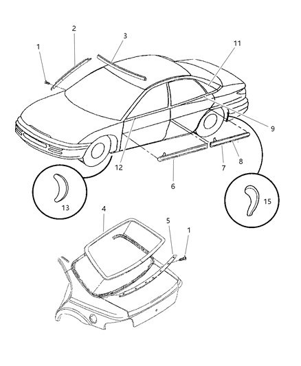 1997 Chrysler Cirrus Molding-Front Door Diagram for 5019283AA