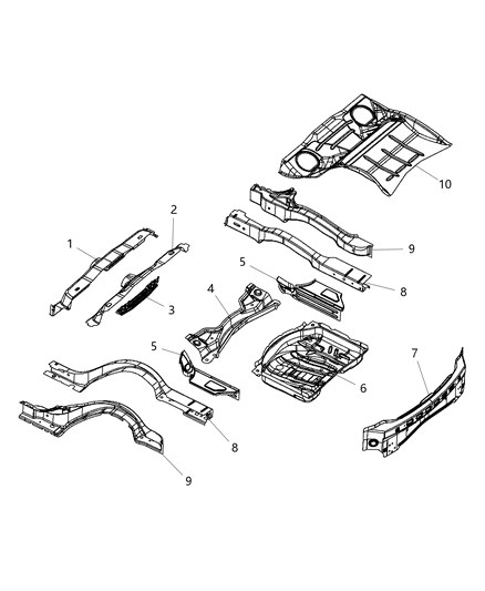 2011 Chrysler 300 Pan-Rear Floor Diagram for 68057483AC