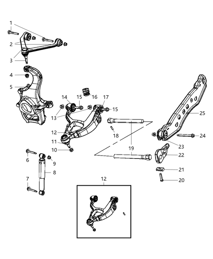 2009 Dodge Durango Front Upper Control Arm Diagram for 52106577AH