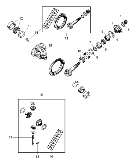 2007 Jeep Wrangler Gear Kit-Ring And PINION Diagram for 68003538AA
