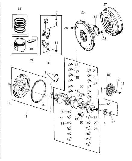 2006 Jeep Wrangler DAMPER-CRANKSHAFT Diagram for 33002920AC