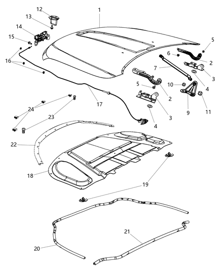 2017 Dodge Durango Hood & Related Parts Diagram