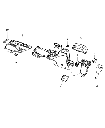 2012 Jeep Wrangler Armrest-Center Console Storage Diagram for 68089579AA