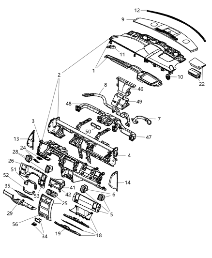 2006 Dodge Durango Glove Box-Instrument Panel Diagram for ZR771J8AE