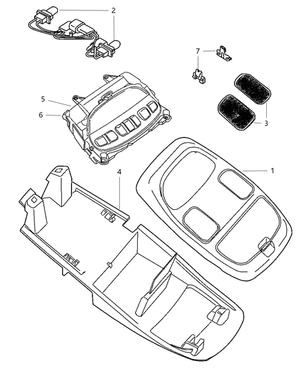 2010 Dodge Ram 3500 Housing-Overhead Console Diagram for 1PQ10BD1AA