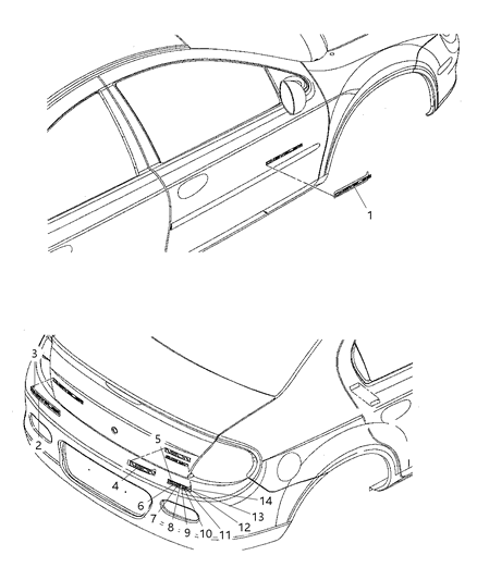 2003 Dodge Neon Ornament Diagram for 5029621AA