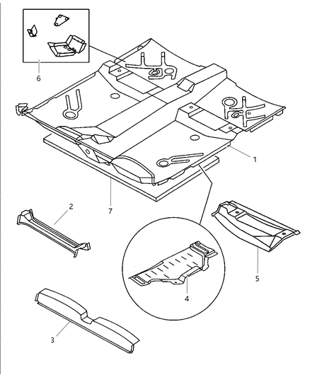 1997 Dodge Intrepid Floor Pan - Front Diagram