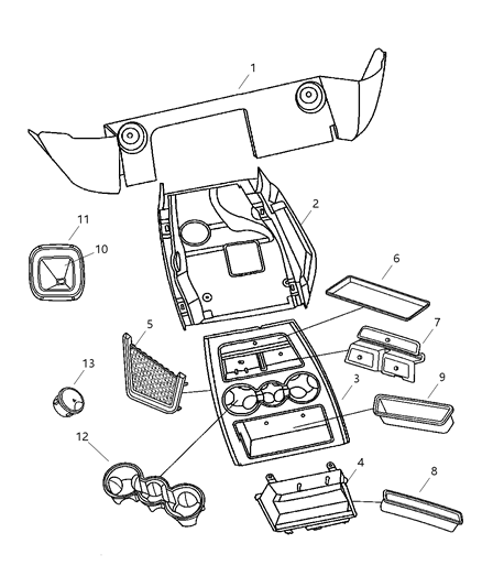 2006 Dodge Ram 1500 Bezel-Floor Console Diagram for 1BZ83AAAAA