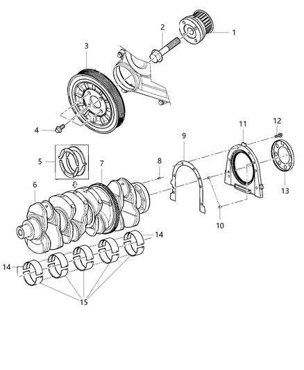 2015 Jeep Wrangler Crankshaft , Crankshaft Bearings , Damper And Flywheel Diagram 1
