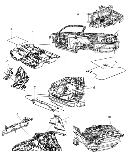 2010 Chrysler Sebring Mat Kit-Floor Diagram for XS031K5AF