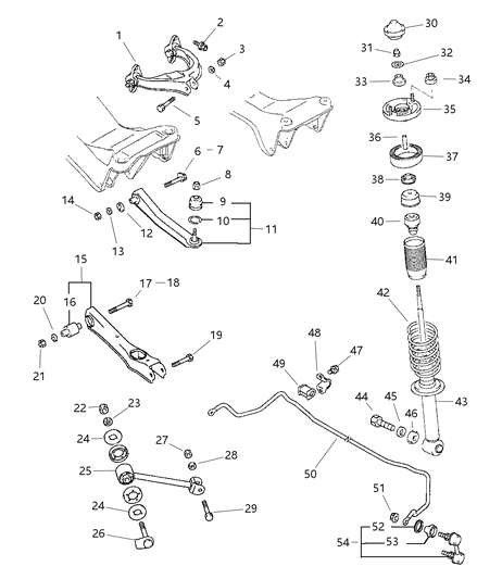 1998 Chrysler Sebring Coupe Suspension - Rear Diagram