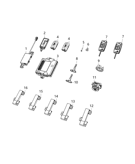 2021 Jeep Compass Key Fob-Integrated Key Fob Diagram for 68354710AA