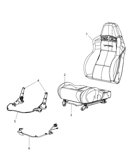 2008 Dodge Viper Front Seat - Bucket Diagram