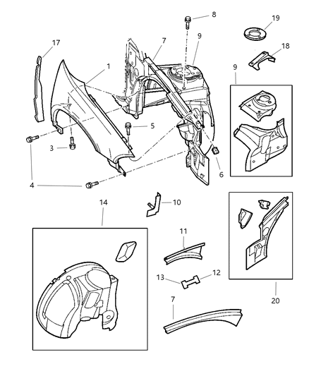 1998 Dodge Intrepid Front Fender Diagram