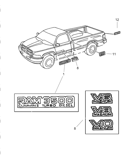 1997 Dodge Ram 1500 Nameplates Diagram