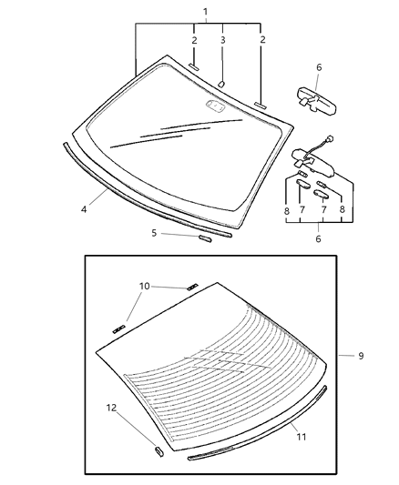 2003 Chrysler Sebring SHIM-Windshield Diagram for MR311189