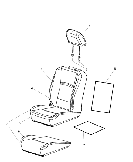 2011 Ram 1500 Front Seat Cushion Cover Diagram for 1RU49DK2AA