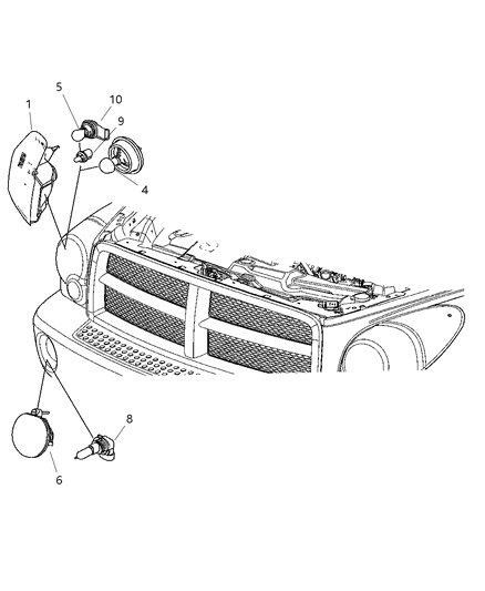 2007 Dodge Durango Lamps - Front End Diagram