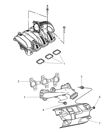 2004 Dodge Dakota Manifolds - Intake & Exhaust Diagram 1