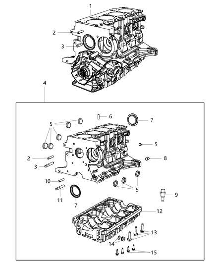 2012 Dodge Dart Engine Cylinder Block & Hardware Diagram 1