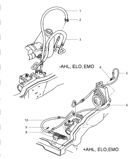 1999 Dodge Ram 2500 Quad & Club Cab Power Steering Hoses Diagram 1