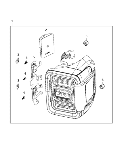 2021 Jeep Gladiator Parts, Tail Lamps Service Diagram 1