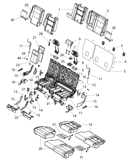 2012 Jeep Grand Cherokee Rear Seat - Split Seat Diagram 2